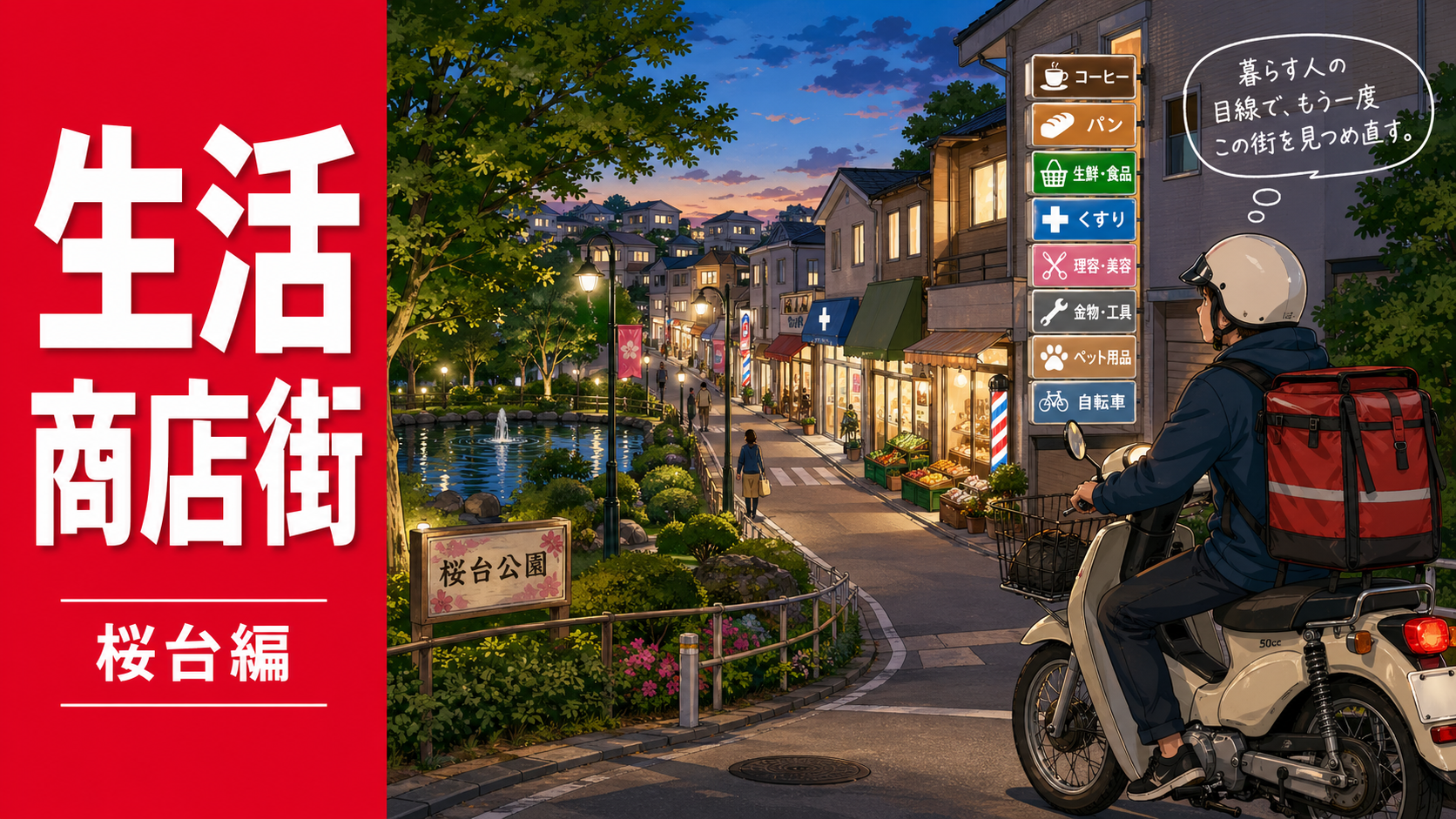 桜台公園と桜台商店会を中心に、配達員が青葉台の奥にある生活商店街として桜台を見直すローカル観察記事のサムネイル