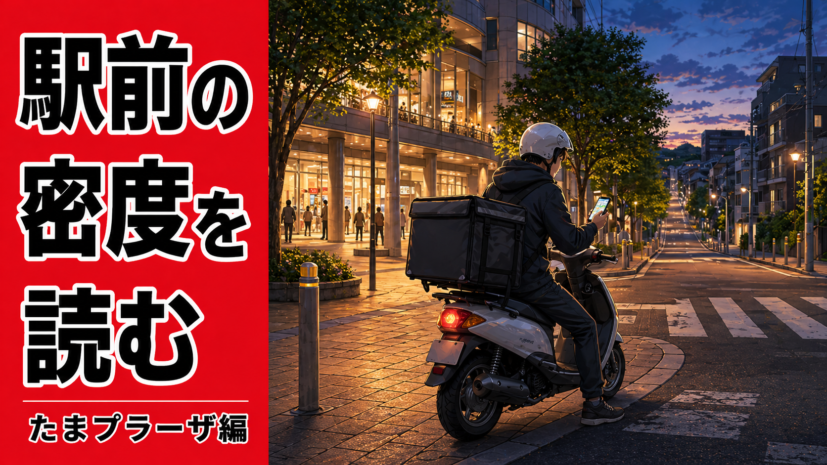 たまプラーザ駅前の商業施設と住宅街の境目を、原付配達員が導線と街の密度として読み解くローカル観察記事のサムネイル