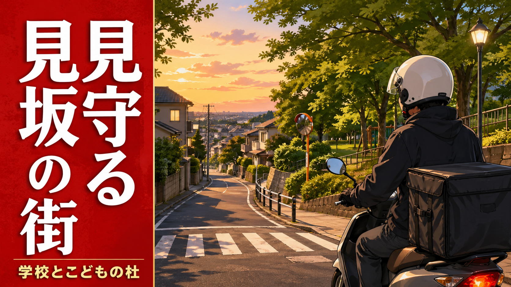 みたけ台の学校とこどもの杜がある坂の街を、原付配達員が見守りの視点で記録するローカル観察記事のサムネイル