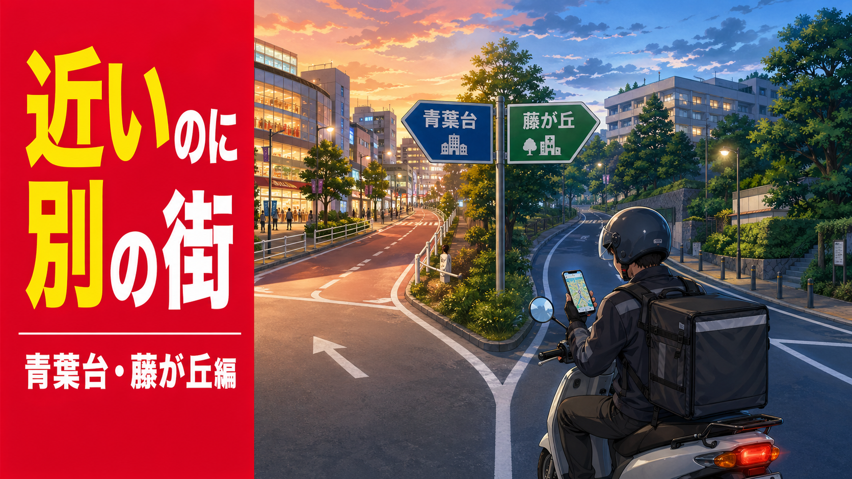 青葉台と藤が丘の近いのに違う生活圏を、原付配達員が街の分かれ目として読み解くローカル観察記事のサムネイル