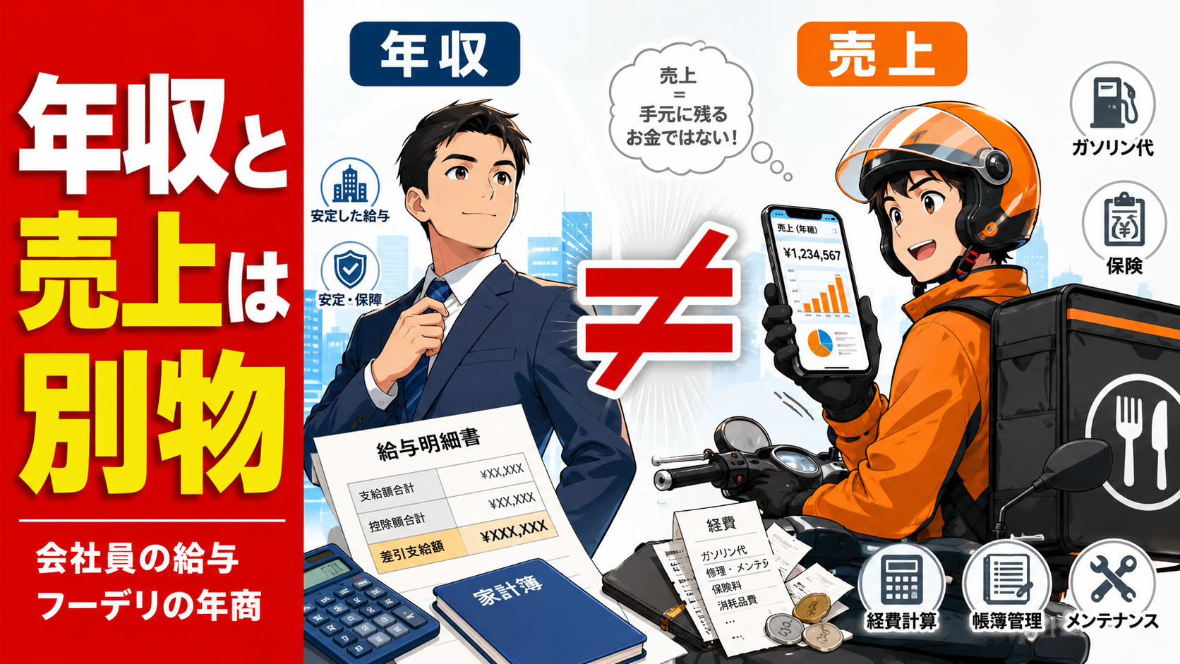 会社員の年収とフーデリの売上は何が違う?給与と年商を同じに見てはいけない理由