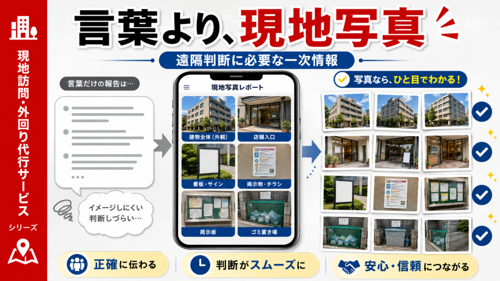 写真報告付き代行の価値|言葉だけの報告より、現地写真が強い理由