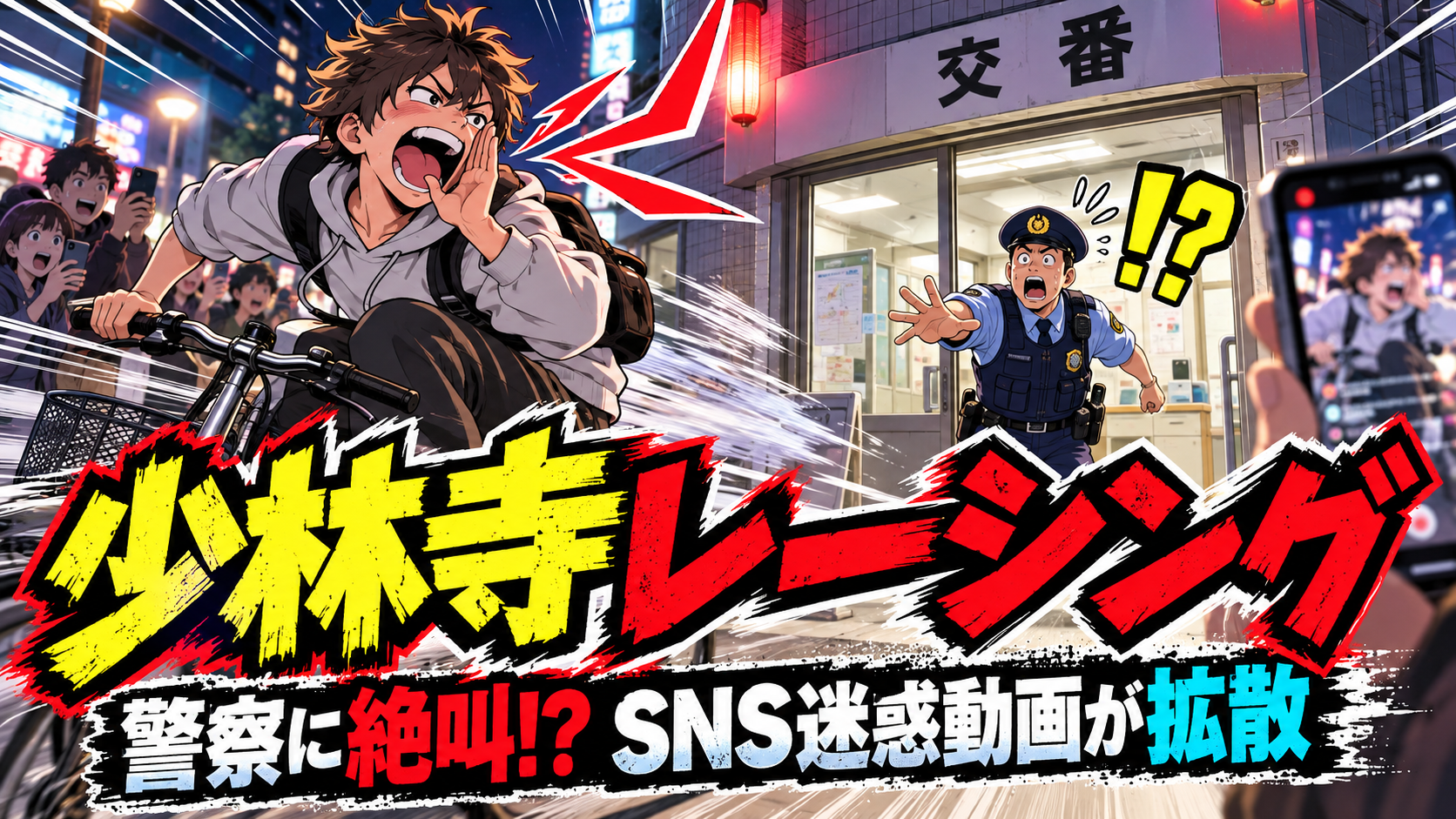 警察に「少林寺じゃー！」と叫んで逃走する迷惑動画がSNSで拡散